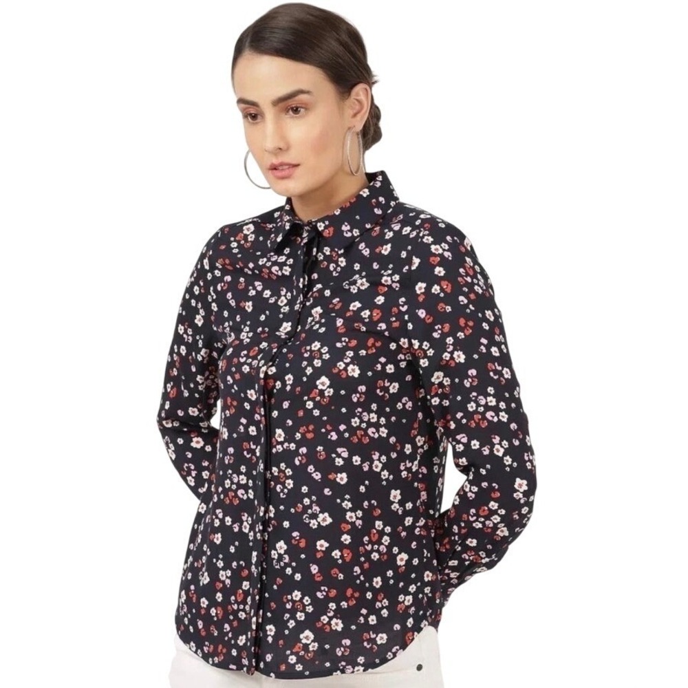 The Kooples Floral Silk Button Down Shirt Womens Medium Black NWT ASO TV